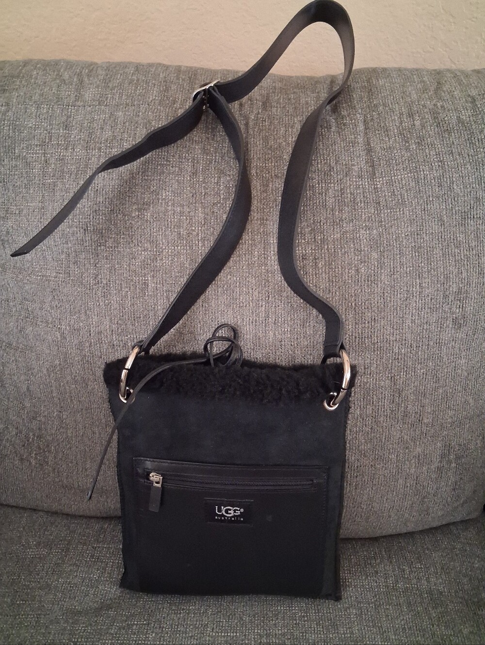 UGG Black Shearling Leather Crossbody